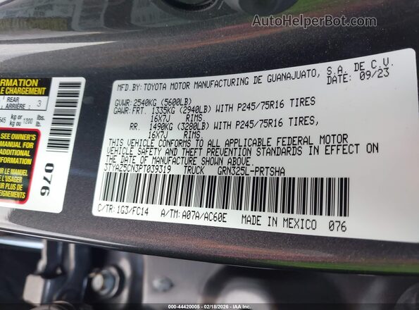 3TYAZ5CN3PT039319 2023 TOYOTA TACOMA Gray 