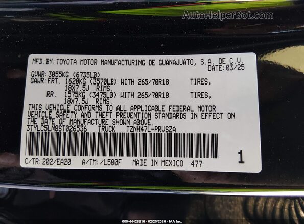 3TYLC5LN8ST026536 2025 TOYOTA TACOMA HYBRID Black Widok komory silnika