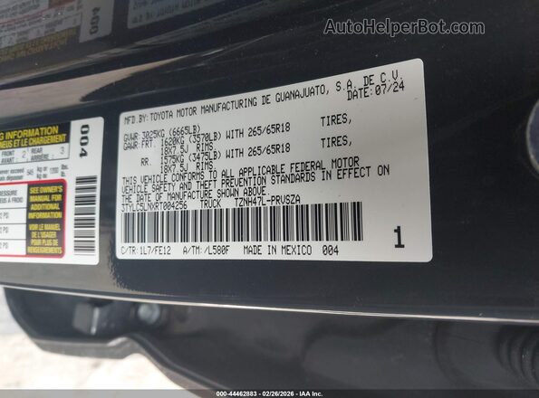 3TYLC5LNXRT004256 2024 TOYOTA TACOMA HYBRID Серый Вид подкапотного пространства