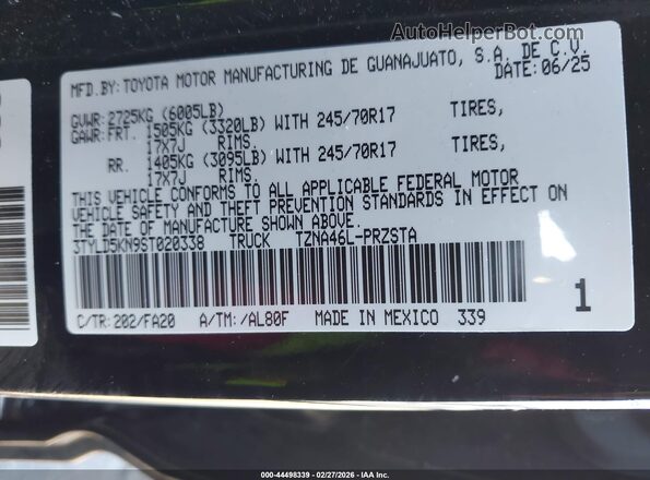 3TYLD5KN9ST020338 2025 TOYOTA TACOMA Black Engine compartment view