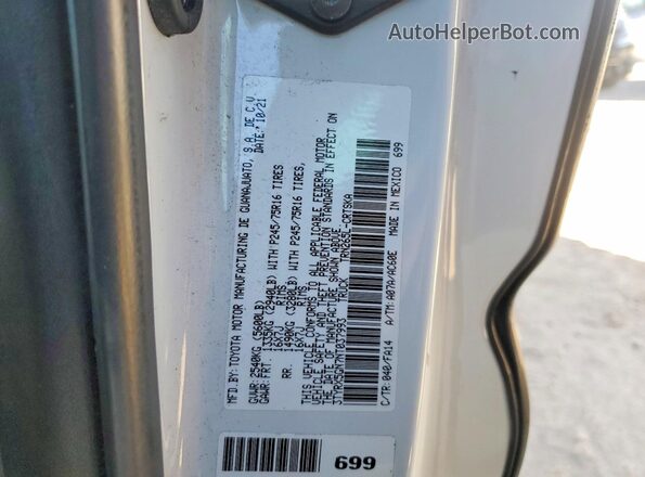 3TYRX5GN7NT037993 2022 TOYOTA TACOMA White VIN sticker view