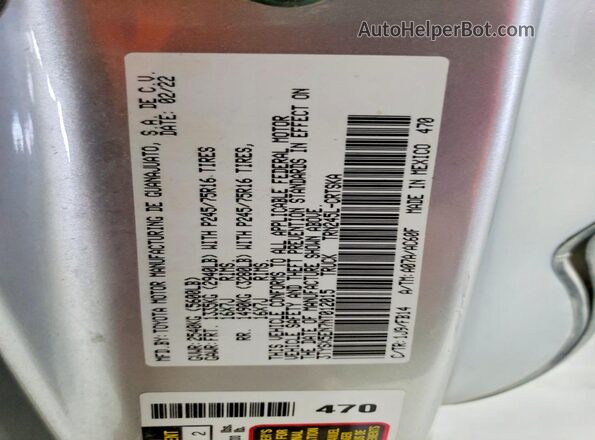 3TYSX5EN7NT012015 2022 TOYOTA TACOMA Серебряный Вид подкапотного пространства
