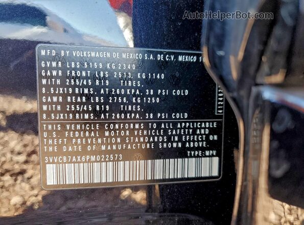 3VVCB7AX6PM022573 2023 VOLKSWAGEN TIGUAN Black 