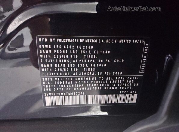 3VVFR7RM4TM017272 2026 VOLKSWAGEN TIGUAN Black 
