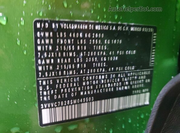 3VVVC7B28SM049503 2025 VOLKSWAGEN TAOS Green 