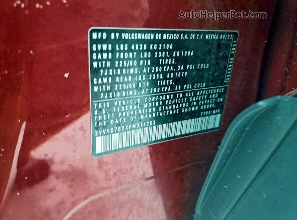 3VVYX7B2XPM314253 2023 VOLKSWAGEN TAOS Red 