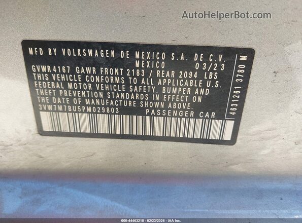 3VW7M7BU5PM029803 2023 VOLKSWAGEN JETTA Silver Widok komory silnika