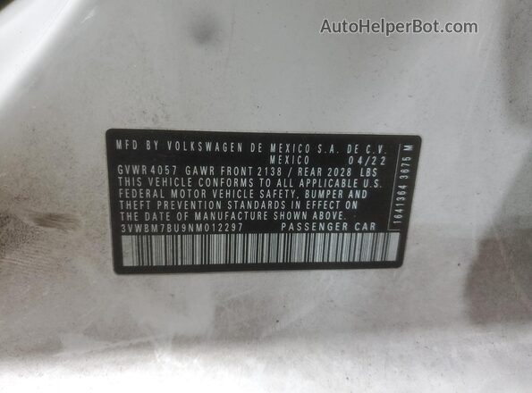 3VWBM7BU9NM012297 2022 VOLKSWAGEN JETTA White Вид підкапотного простору