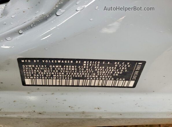 3VWBX7BU1SM103454 2025 VOLKSWAGEN JETTA Gray VIN կոդի պիտակի տեսք