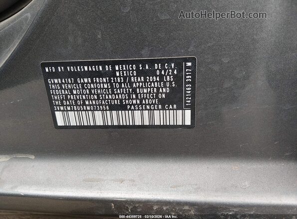 3VWEM7BU5RM073956 2024 VOLKSWAGEN JETTA Silver Вид підкапотного простору