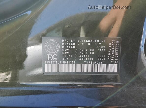 3VWGX7BU6SM091775 2025 VOLKSWAGEN JETTA Black ძრავის განყოფილების ხედი
