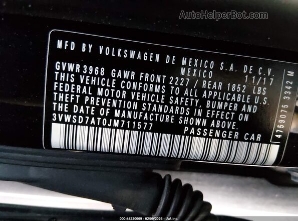 3VWSD7AT0JM711577 2018 VOLKSWAGEN BEETLE Black Engine compartment view