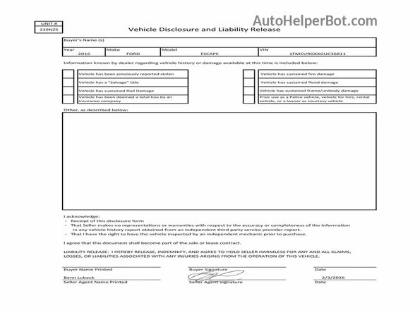 1FMCU9GXXGUC36811 2016 FORD ESCAPE White VIN sticker view