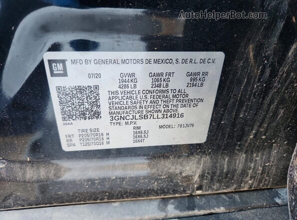 3GNCJLSB7LL314916 2020 CHEVROLET TRAX Black 