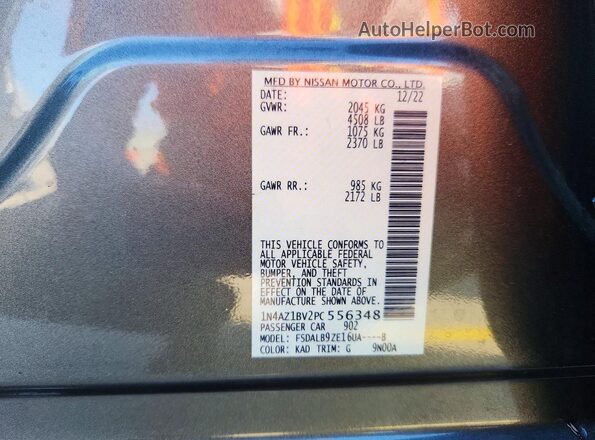 1N4AZ1BV2PC556348 2023 NISSAN LEAF Gray VIN კოდის სტიკერის ხედი