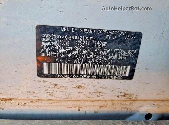 JF1VBAF69P9824768 2023 SUBARU WRX White Սալոնի 360 աստիճան տեսք