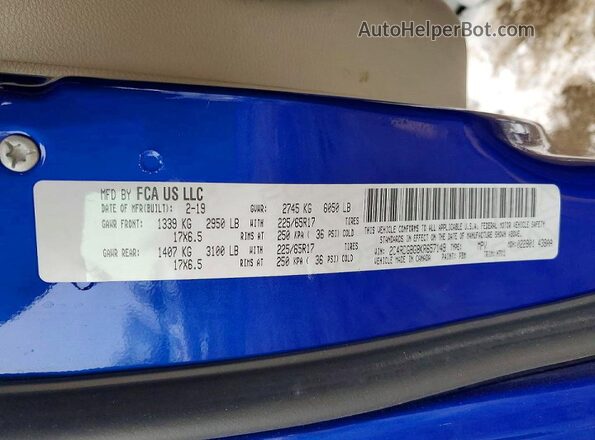 2C4RDGBG8KR657149 2019 DODGE GRAND Синий Панорамный вид салона 360°