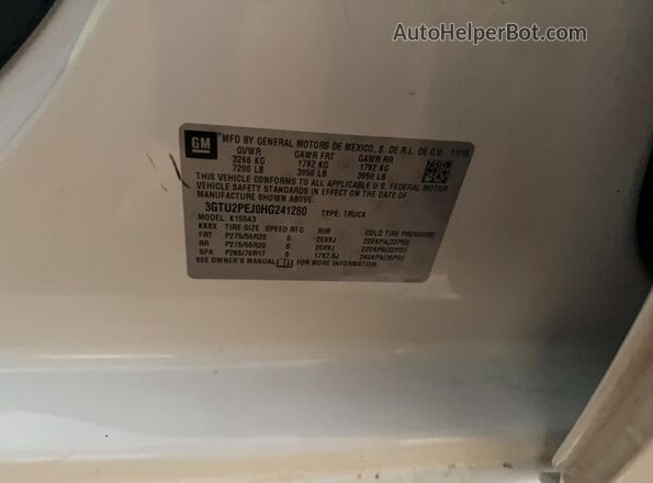 3GTU2PEJ0HG241280 2017 GMC SIERRA White 