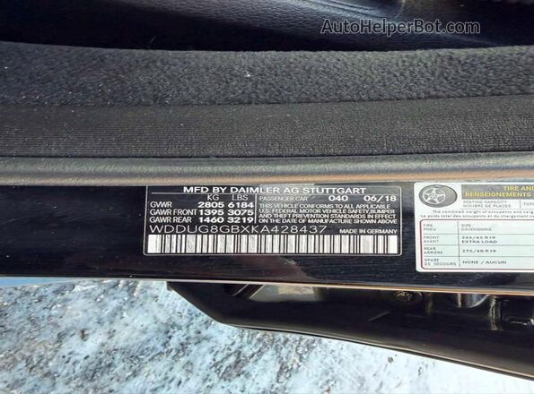 WDDUG8GBXKA428437 2019 MERCEDES-BENZ S Black 