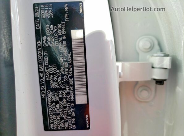 YV4A221KXM1683820 2021 VOLVO XC90 White 