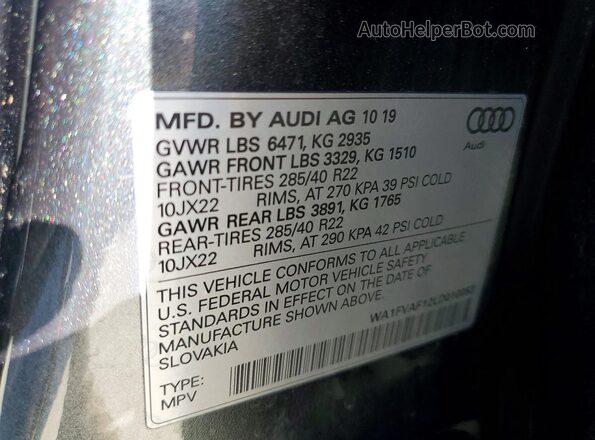WA1FVAF12LD010053 2020 AUDI Q8 Gray 