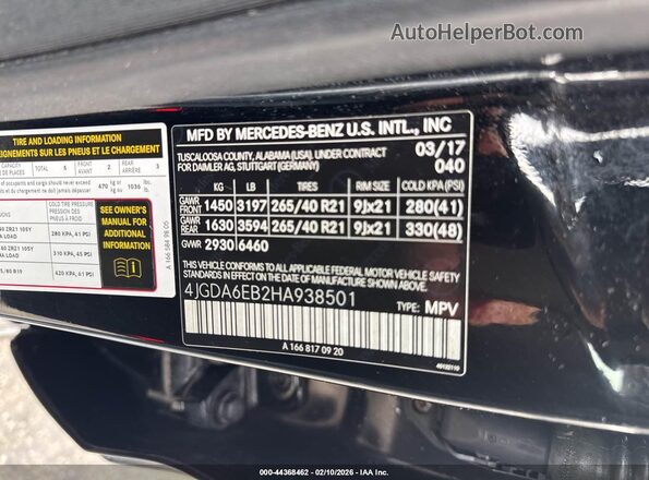 4JGDA6EB2HA938501 2017 MERCEDES-BENZ AMG GLE 43 Black 