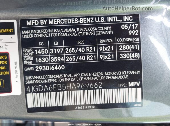 4JGDA6EB5HA969662 2017 MERCEDES-BENZ AMG GLE 43 Gray 