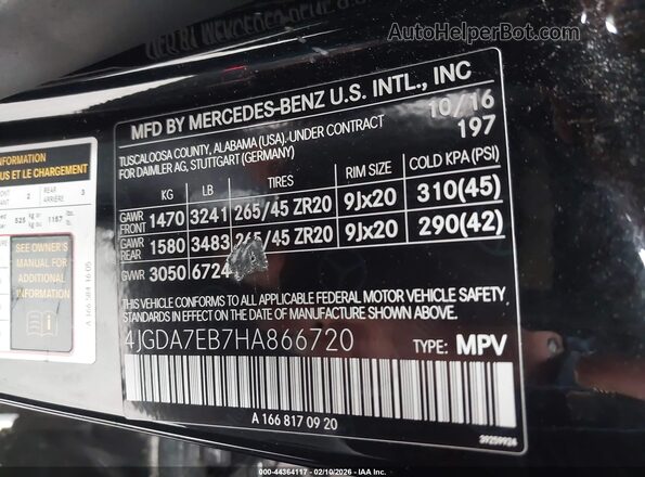 4JGDA7EB7HA866720 2017 MERCEDES-BENZ AMG GLE 63 Черный 