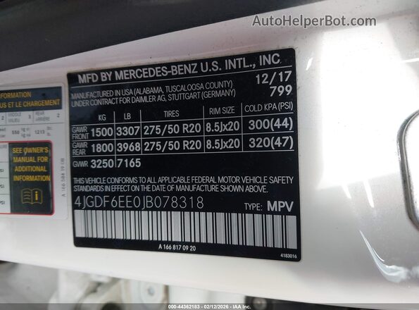 4JGDF6EE0JB078318 2018 MERCEDES-BENZ GLS 450 Белый Вид подкапотного пространства