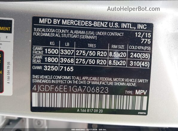 4JGDF6EE1GA706823 2016 MERCEDES-BENZ GL 450 Silver ძრავის განყოფილების ხედი