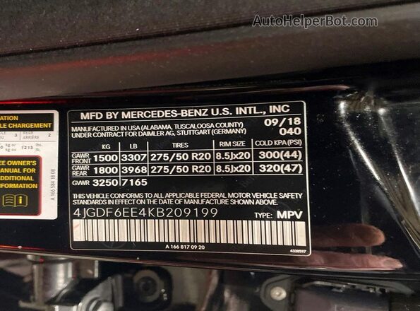 4JGDF6EE4KB209199 2019 MERCEDES-BENZ GLS Black Вид задніх сидінь