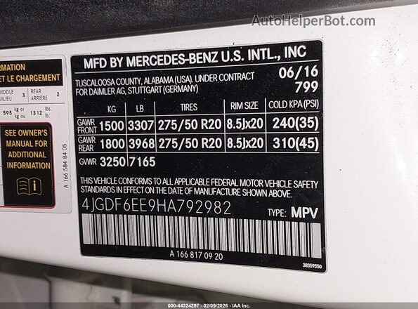 4JGDF6EE9HA792982 2017 MERCEDES-BENZ GLS 450 White 
