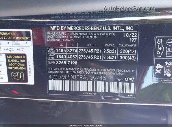 4JGDM2DB0PA005745 2023 MERCEDES-BENZ EQS 450+ SUV Black Widok komory silnika