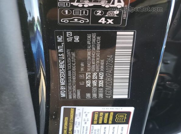 4JGDM2DBXPA027364 2023 MERCEDES-BENZ EQS Черный Вид наклейки с VIN-кодом