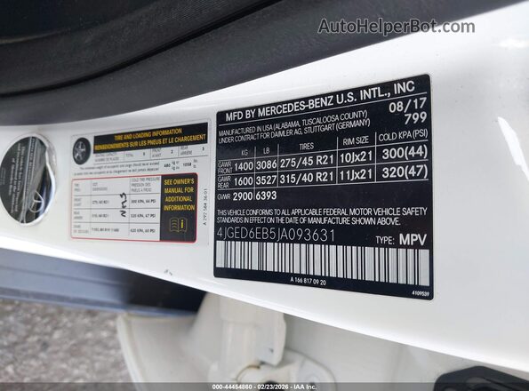 4JGED6EB5JA093631 2018 MERCEDES-BENZ AMG GLE 43 COUPE White Engine compartment view