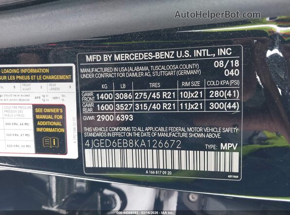 4JGED6EB8KA126672 2019 MERCEDES-BENZ AMG GLE 43 COUPE Черный Вид подкапотного пространства