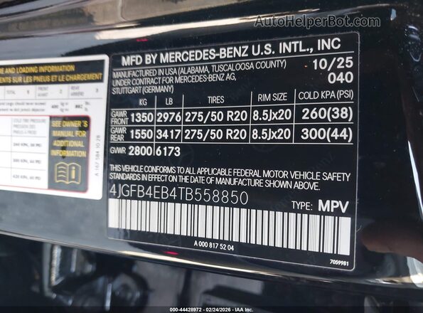 4JGFB4EB4TB558850 2026 MERCEDES-BENZ GLE 350 Black 