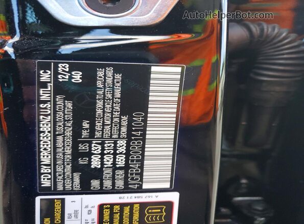 4JGFB4FB0RB141040 2024 MERCEDES-BENZ GLE Black Vista de la etiqueta del VIN