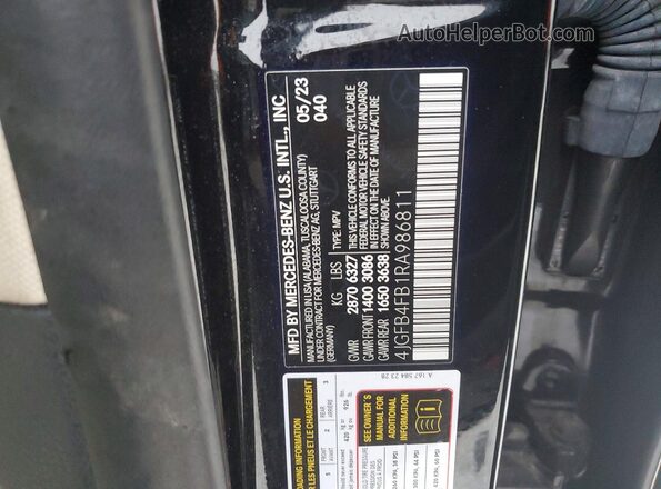 4JGFB4FB1RA986811 2024 MERCEDES-BENZ GLE Black Widok naklejki z numerem VIN