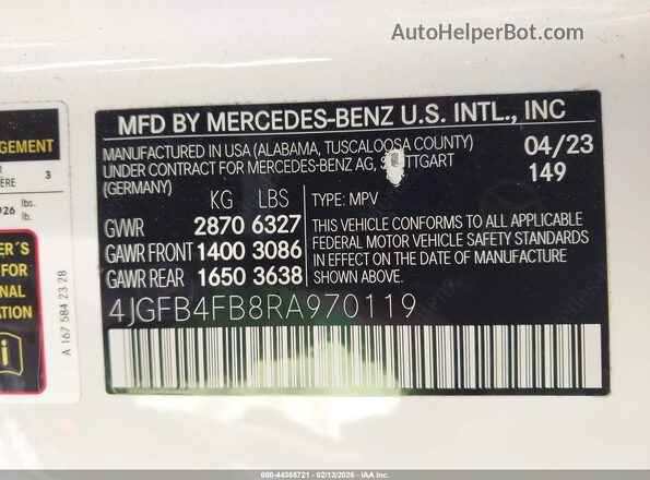 4JGFB4FB8RA970119 2024 MERCEDES-BENZ GLE 350 White 