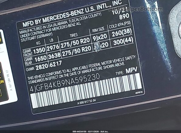4JGFB4KB9NA595230 2022 MERCEDES-BENZ GLE 350 Navy Widok komory silnika