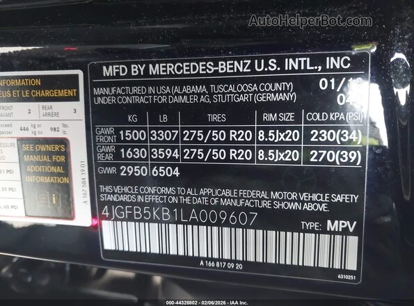 4JGFB5KB1LA009607 2020 MERCEDES-BENZ GLE 450 Black Engine compartment view