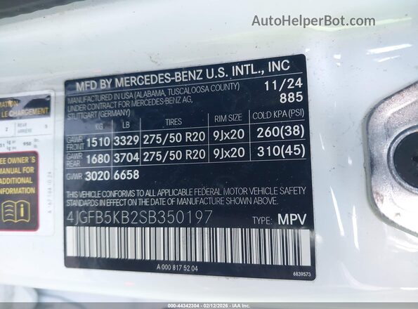 4JGFB5KB2SB350197 2025 MERCEDES-BENZ GLE 450 White 