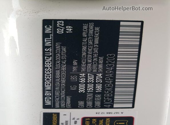 4JGFB5KB4PA943203 2023 MERCEDES-BENZ GLE White 360 interior view