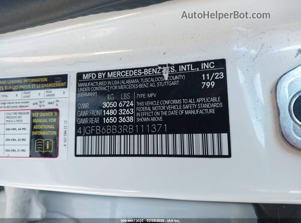 4JGFB6BB3RB111371 2024 MERCEDES-BENZ AMG GLE 53 White Շարժիչի բաժամունքի տեսք