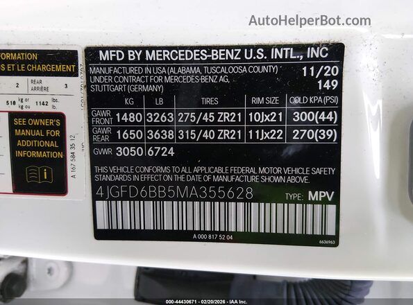 4JGFD6BB5MA355628 2021 MERCEDES-BENZ AMG GLE 53 COUPE White Вид підкапотного простору