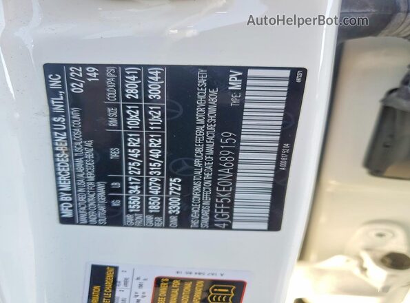 4JGFF5KE0NA689159 2022 MERCEDES-BENZ GLS White 