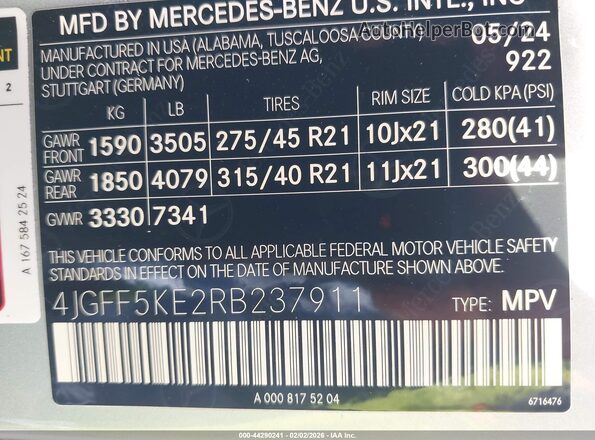 4JGFF5KE2RB237911 2024 MERCEDES-BENZ GLS 450 Silver Вид підкапотного простору