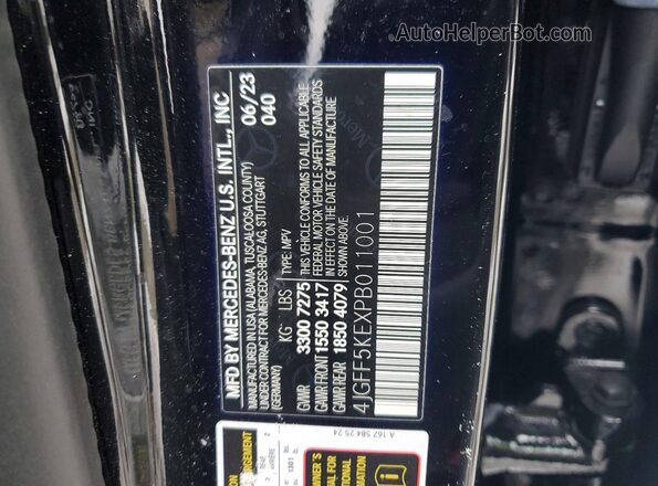 4JGFF5KEXPB011001 2023 MERCEDES-BENZ GLS Black VIN კოდის სტიკერის ხედი