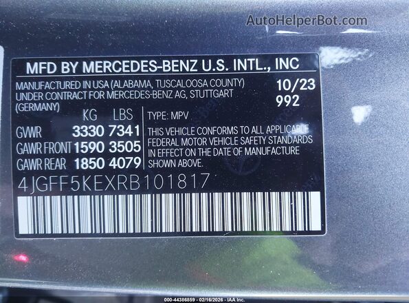 4JGFF5KEXRB101817 2024 MERCEDES-BENZ GLS 450 Gray Vista del compartimento del motor